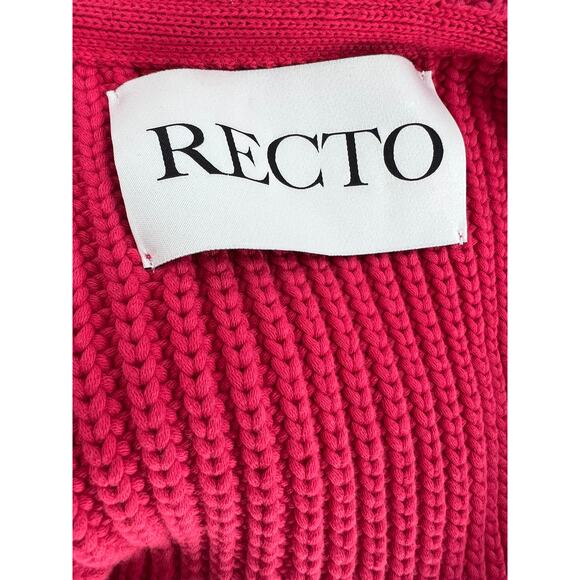 Recto Red Knit Chunky Scoop-Neck Crop Cardigan - Picture 10 of 14